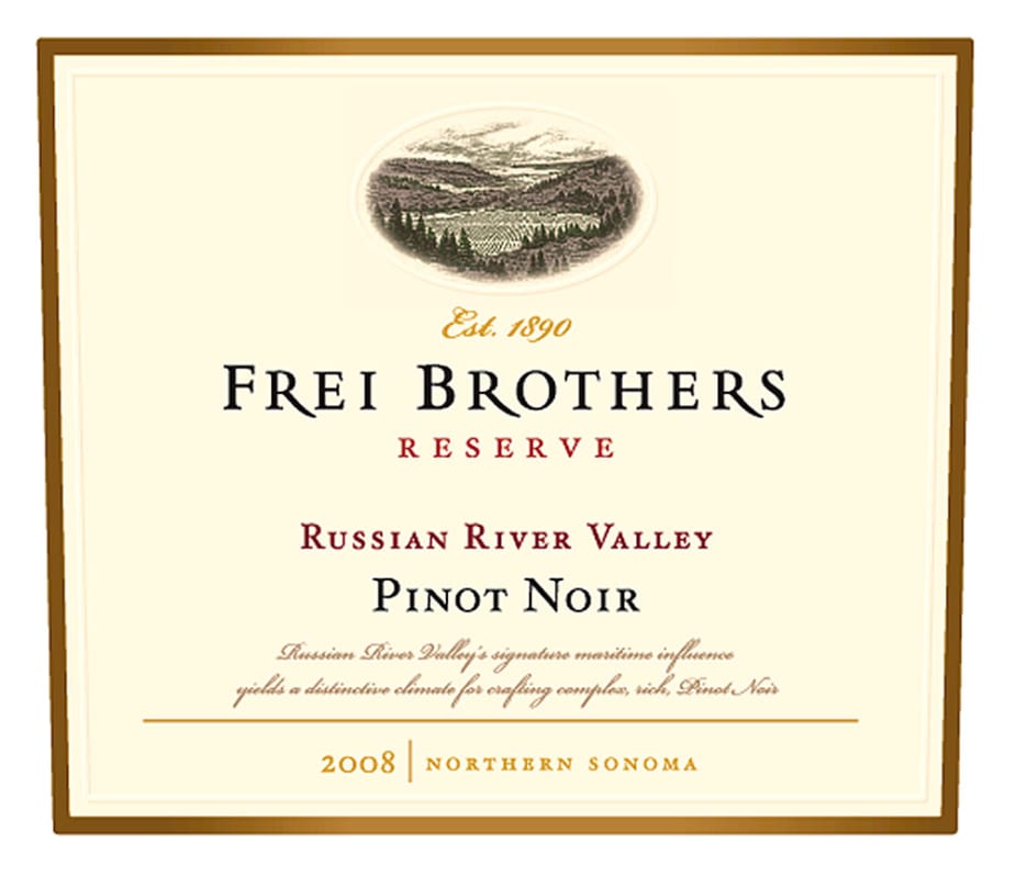 Frei Brothers Reserve Russian River Pinot Noir 2008 Front Label