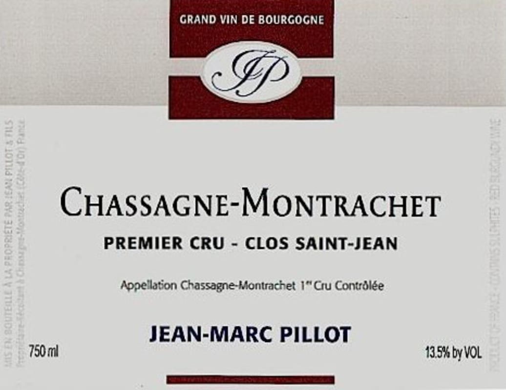 Domaine Jean-Marc Pillot Chassagne-Montrachet Clos Saint-Jean Premier Cru Rouge 2012 Front Label