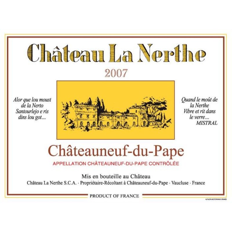 Chateau La Nerthe Chateauneuf-du-Pape Rouge 2007 Front Label