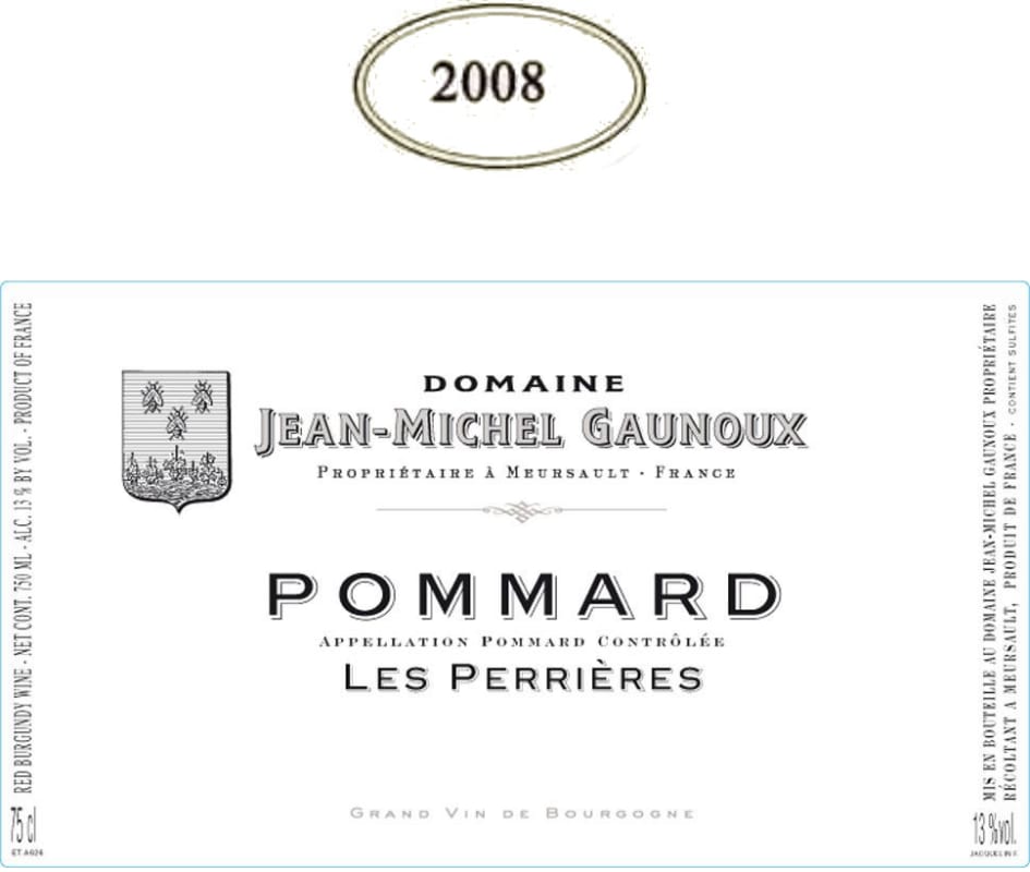 Jean-Michel Gaunoux Pommard Les Perrieres 2008 Front Label
