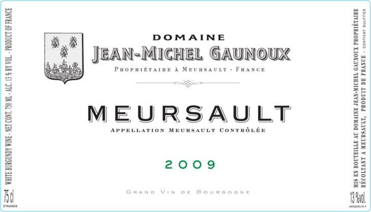 Jean-Michel Gaunoux Meursault 2009 Front Label