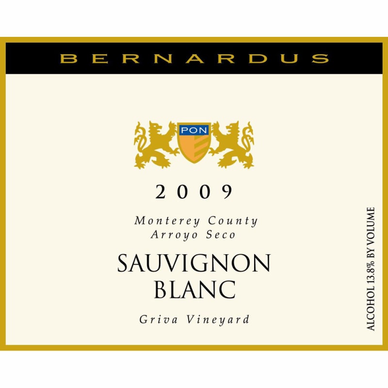 Bernardus Griva Vineyard Sauvignon Blanc 2009 Front Label