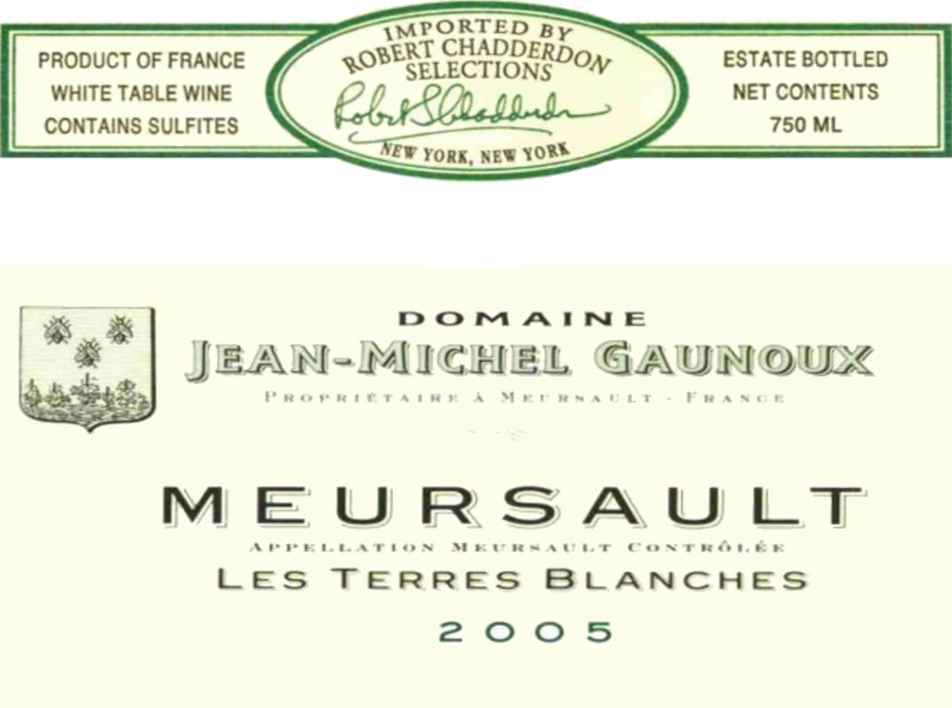 Jean-Michel Gaunoux Meursault Les Terres Blanches 2005 Front Label