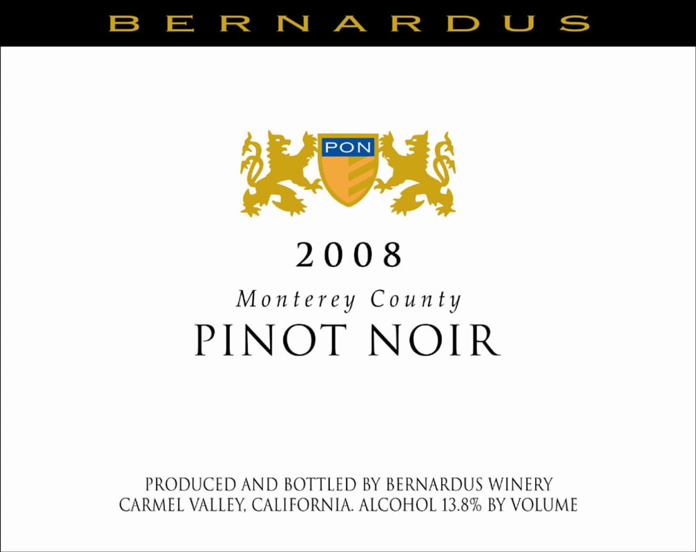 Bernardus Monterey County Pinot Noir 2008 Front Label