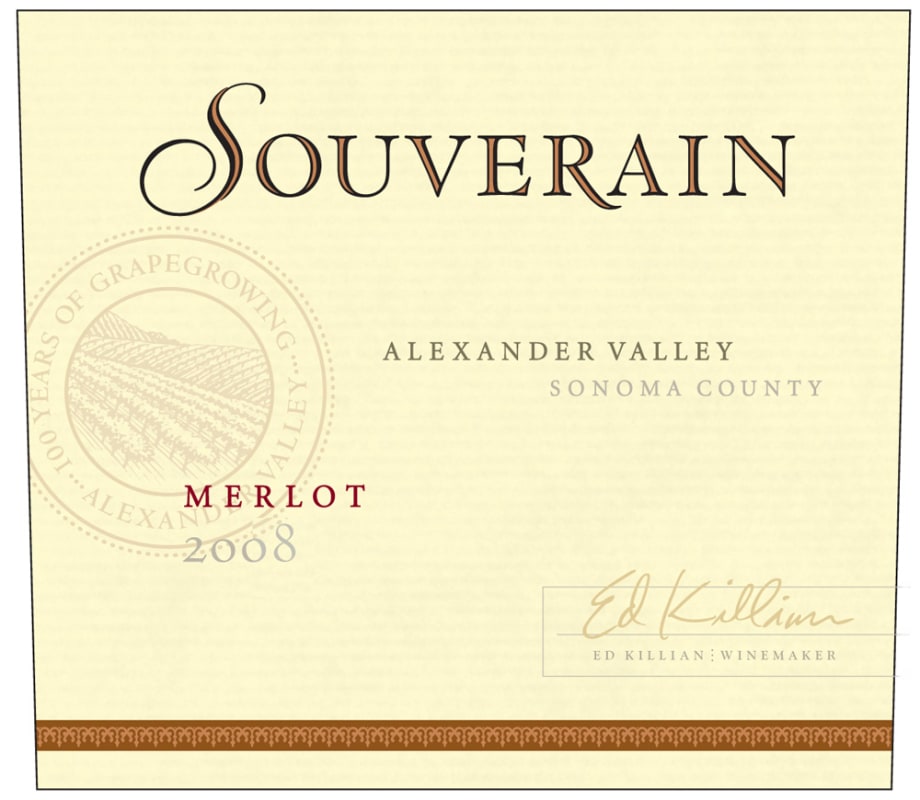 Chateau Souverain Alexander Valley Merlot 2008 Front Label