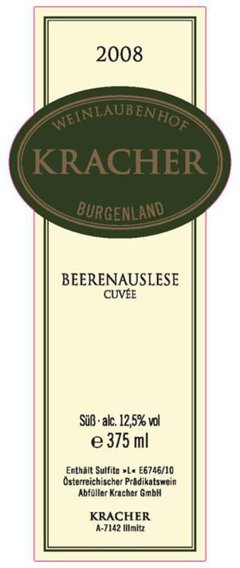 Kracher Cuvee Beerenauslese (375ML half-bottle) 2008 Front Label