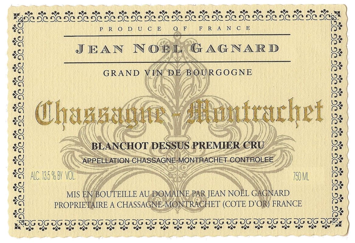 Jean-Noel Gagnard Chassagne-Montrachet Blanchot-Dessus Premier Cru 2013 Front Label