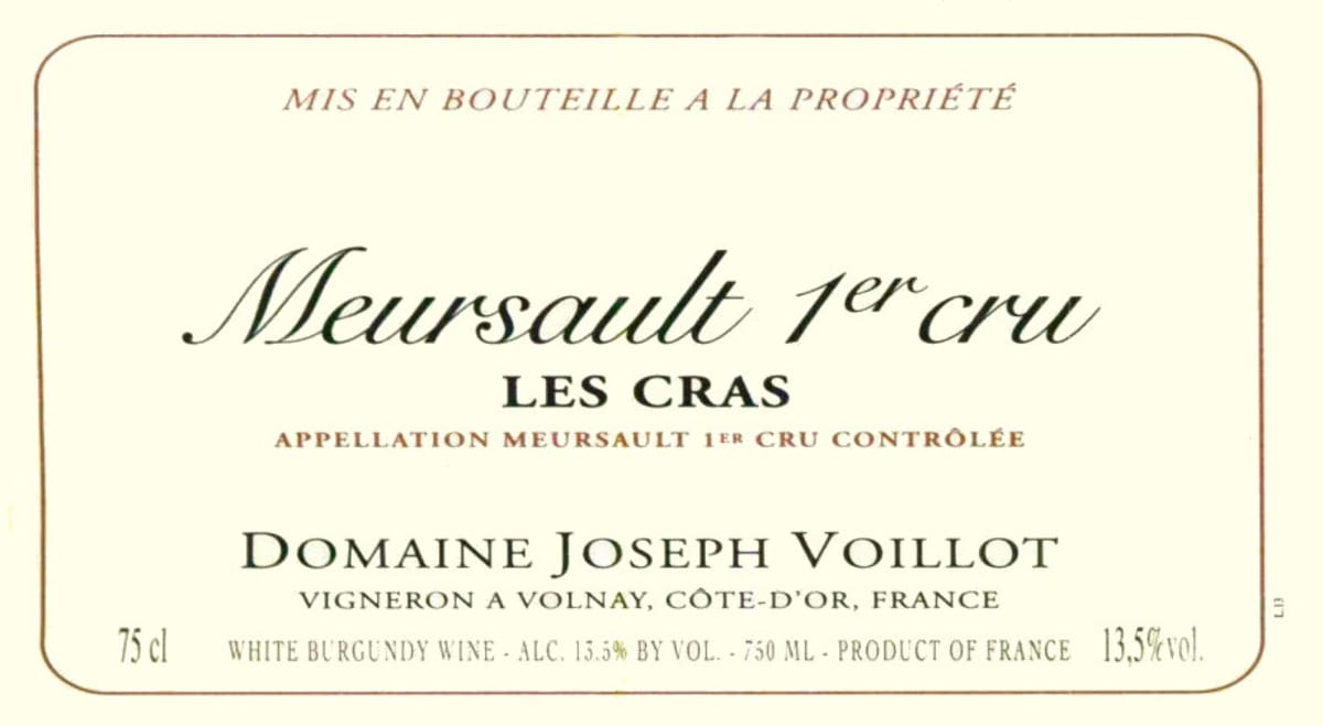 Domaine Joseph Voillot Meursault Premier Cru Les Cras 2005 Front Label