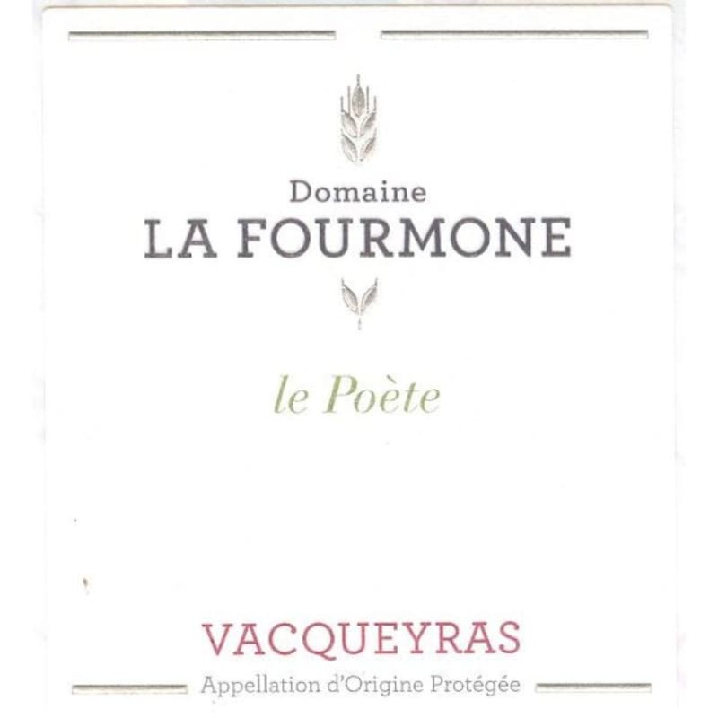 Domaine La Fourmone Vacqueyras Le Poete 2013 Front Label
