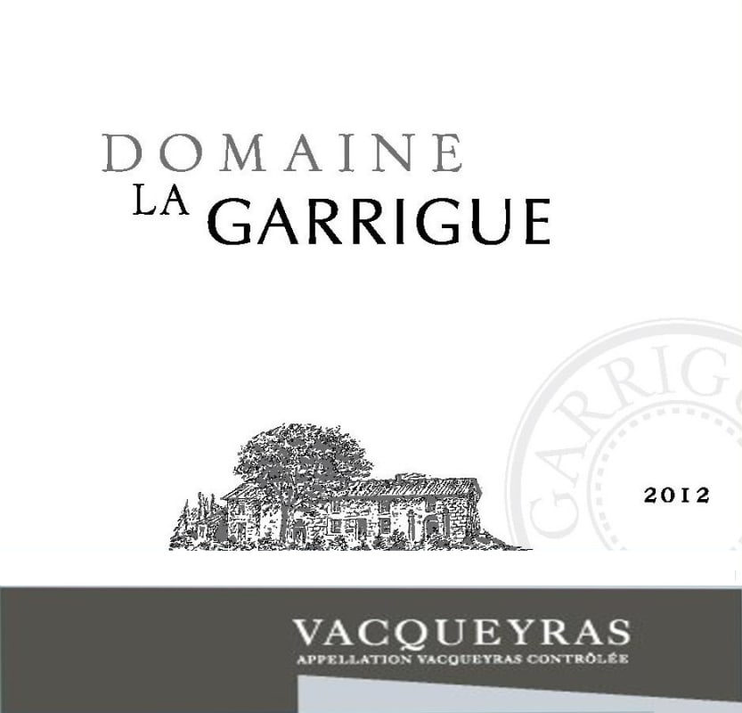 Domaine La Garrigue Vacqueyras Blanc 2012 Front Label