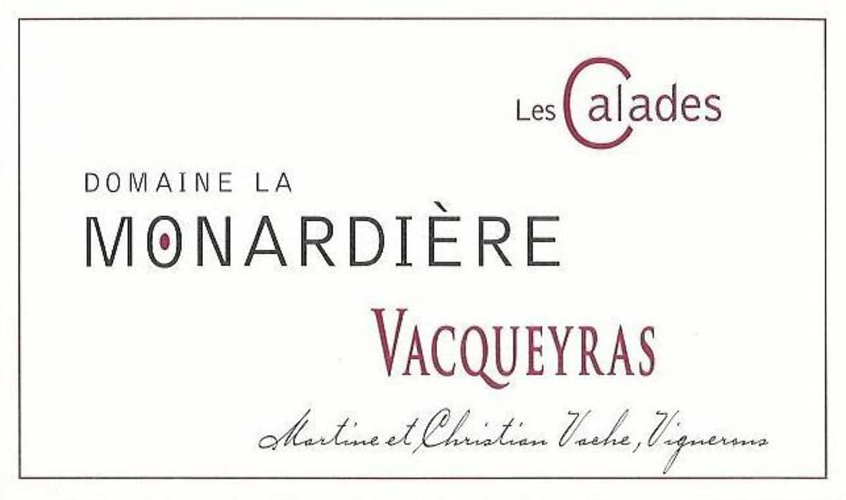 La Monardiere Vacqueyras Les Calades 2015 Front Label