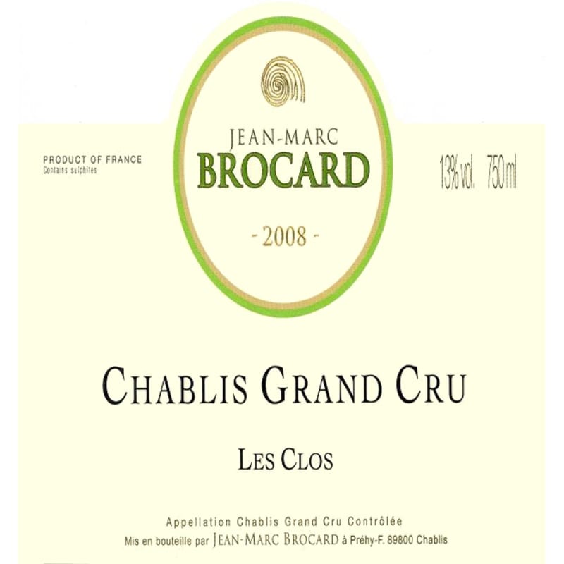 Brocard Les Clos Grand Cru Chablis 2008 Front Label