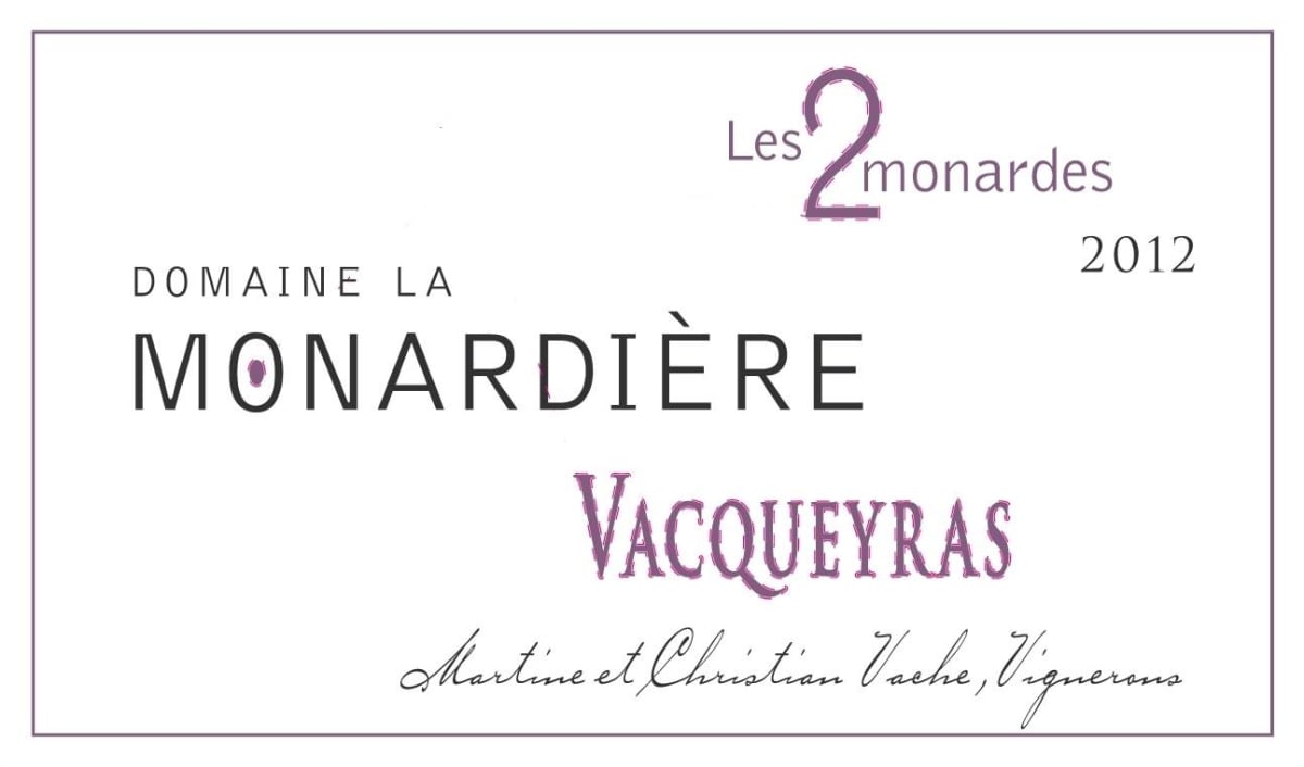 La Monardiere Vacqueyras Les 2 Monardes 2012 Front Label