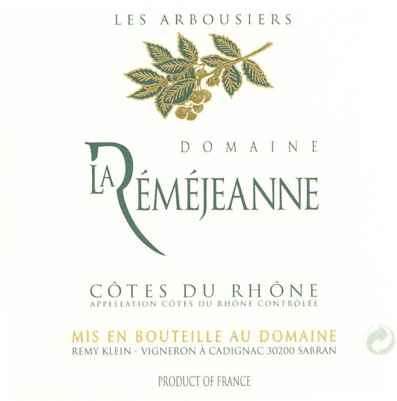 Domaine La Remejeanne Les Arbousiers Blanc 2012 Front Label
