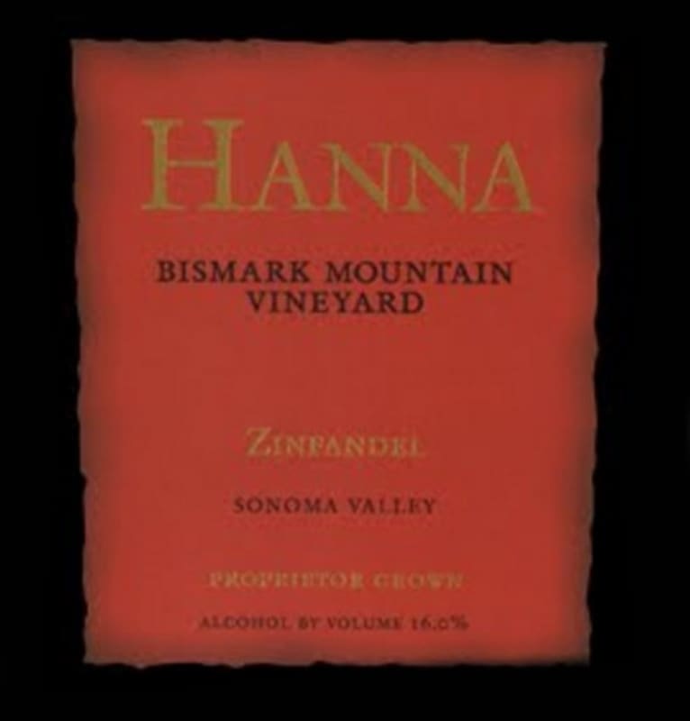 Hanna Hanna Bismark Mountain Vineyard Zinfandel 2004 Front Label