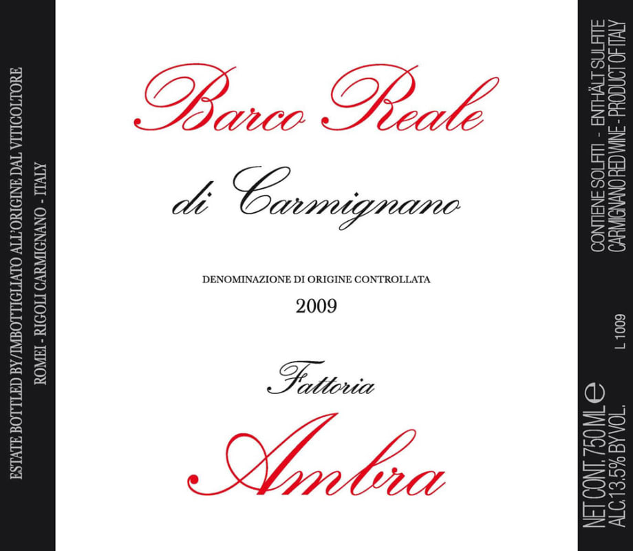 Ambra Barco Reale di Carmignano 2009 Front Label