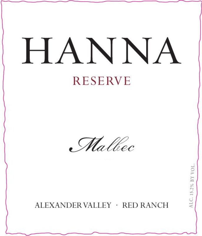 Hanna Reserve Malbec 2014 Front Label
