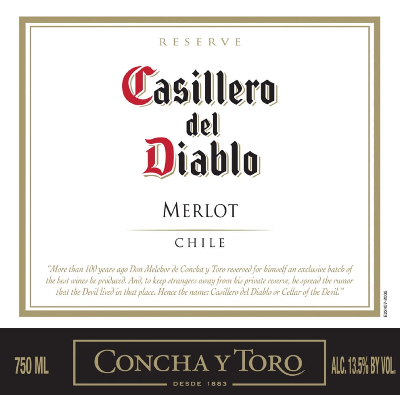 Casillero del Diablo Merlot 2010 Front Label