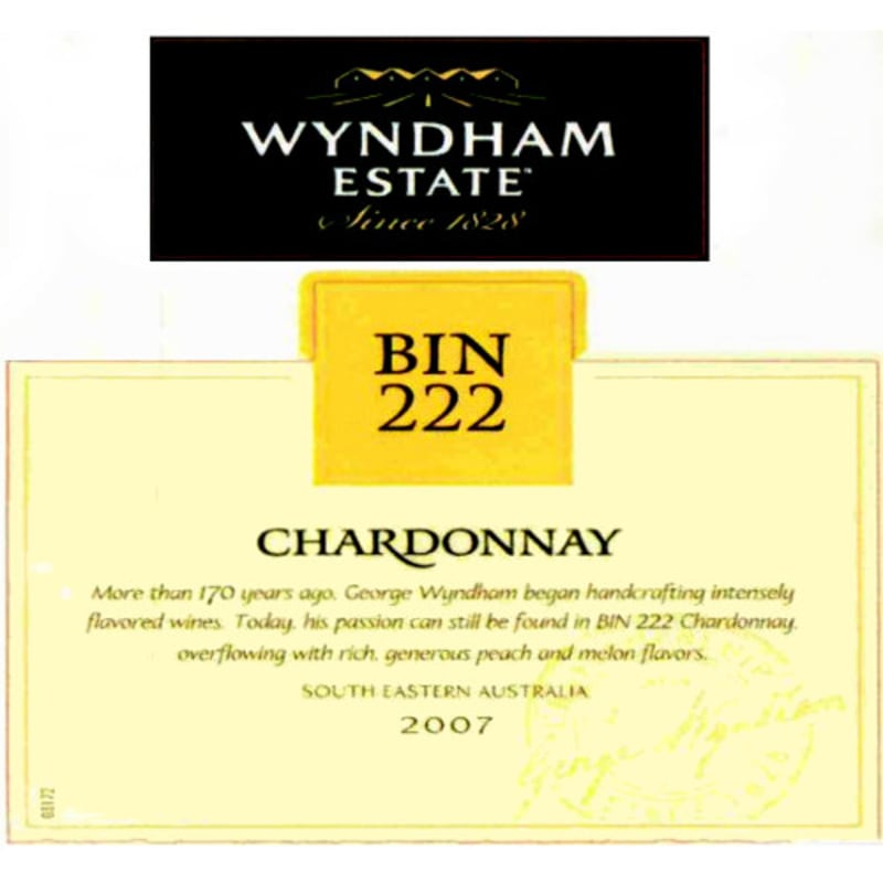 Wyndham Bin 222 Chardonnay 2007 Front Label