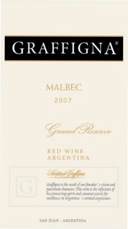 Graffigna Grand Reserve Malbec 2007 Front Label