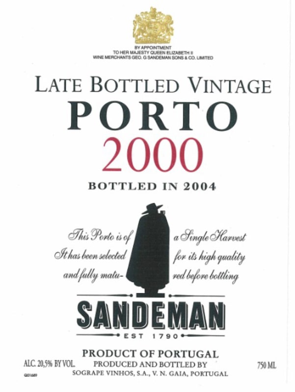 Sandeman Late Bottled Vintage 2000 Front Label