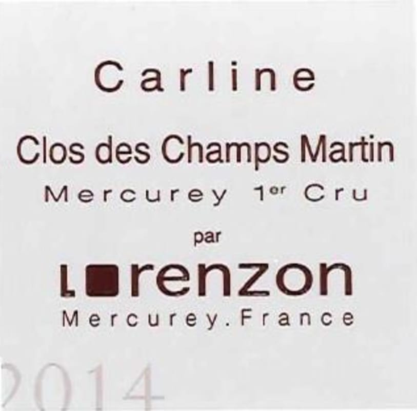 Domaine Bruno Lorenzon Mercurey Carline Champs Martin Premier Cru 2014 Front Label