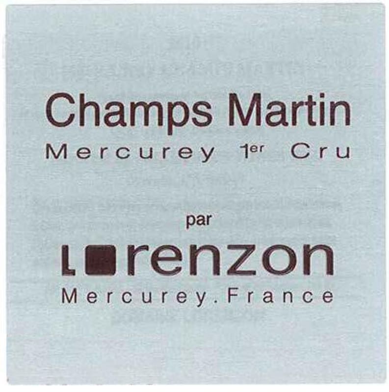 Domaine Bruno Lorenzon Mercurey Champs Martin Premier Cru Blanc 2013 Front Label