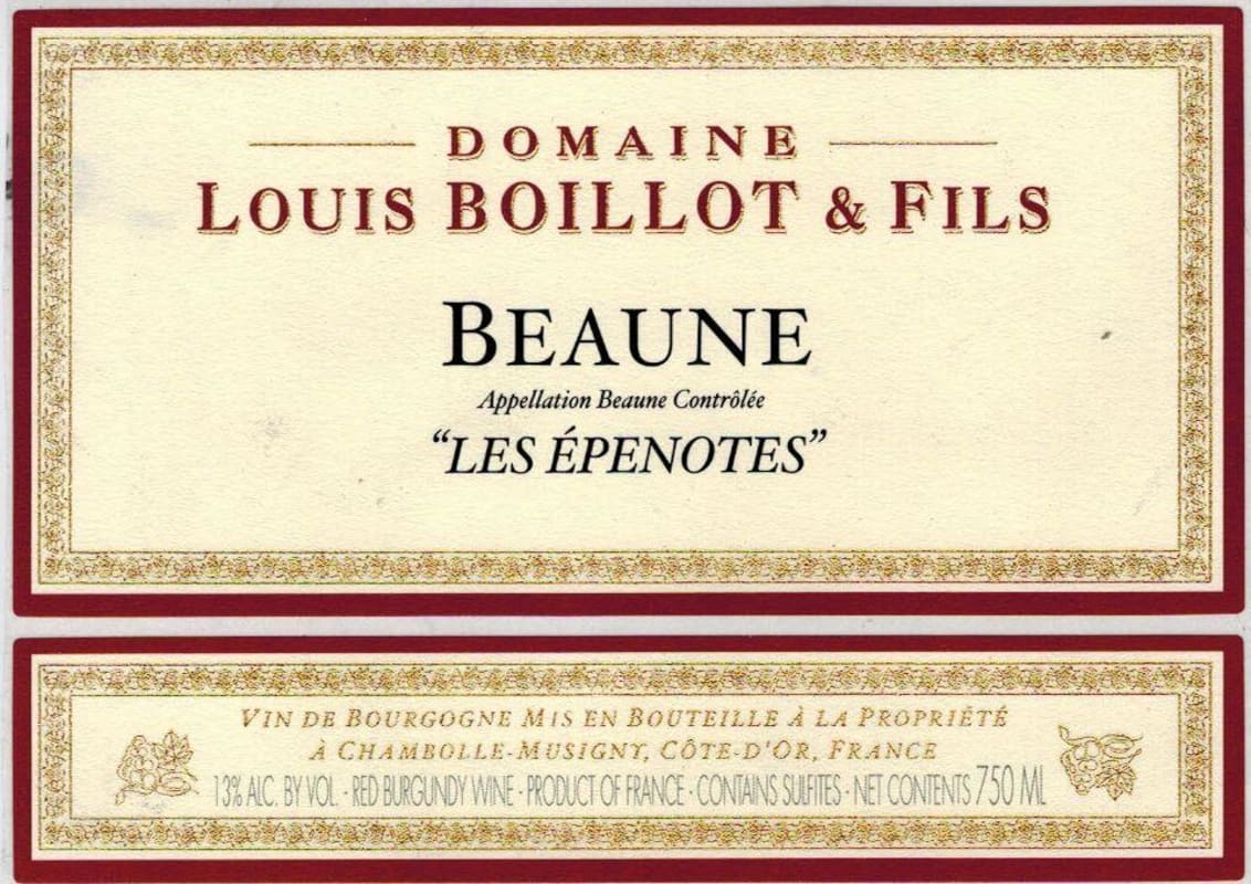 Domaine Louis Boillot Beaune Les Epenotes Premier Cru 2013 Front Label