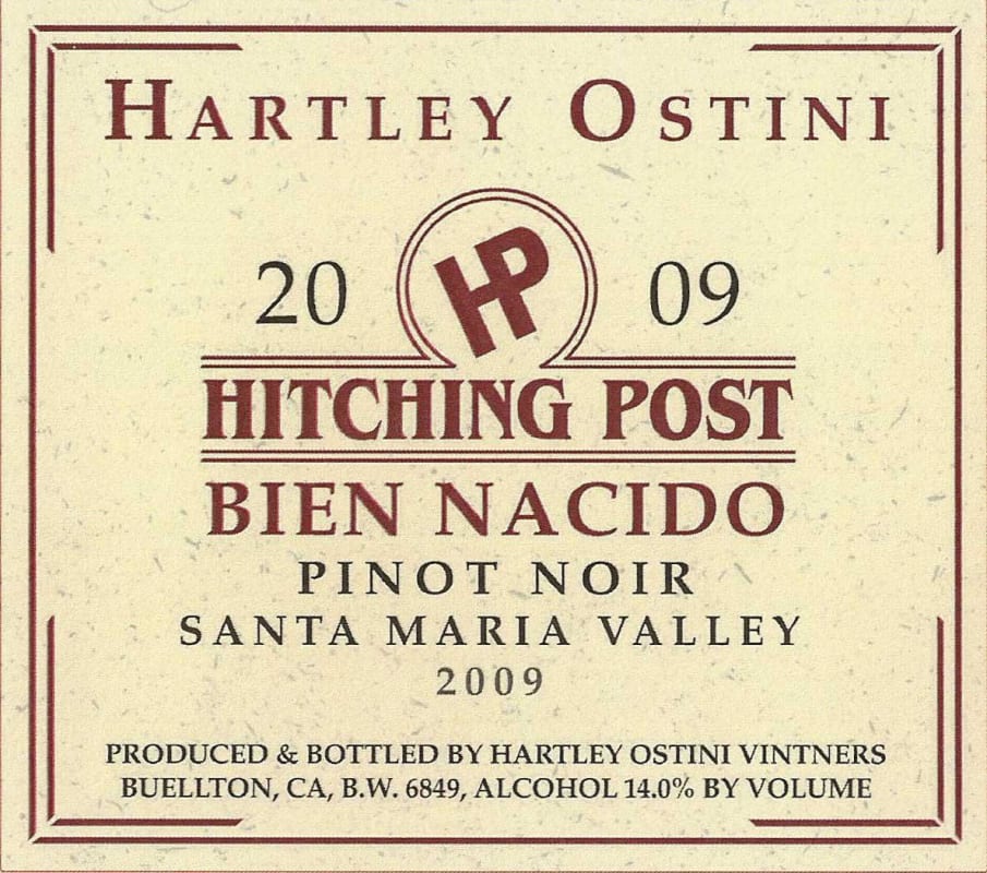 Hitching Post Hartley Ostini Bien Nacido Pinot Noir 2009 Front Label