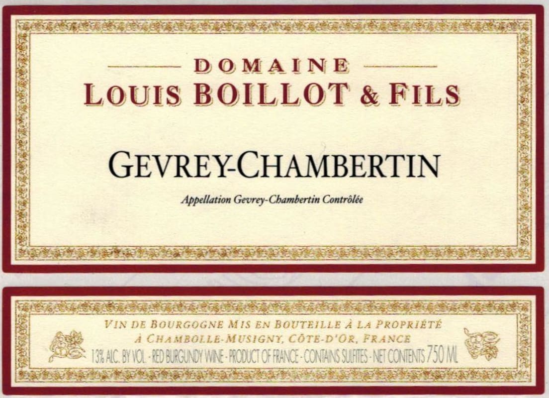 Domaine Louis Boillot Gevrey-Chambertin 2013 Front Label