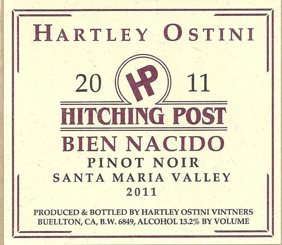 Hitching Post Hartley Ostini Bien Nacido Pinot Noir 2011 Front Label