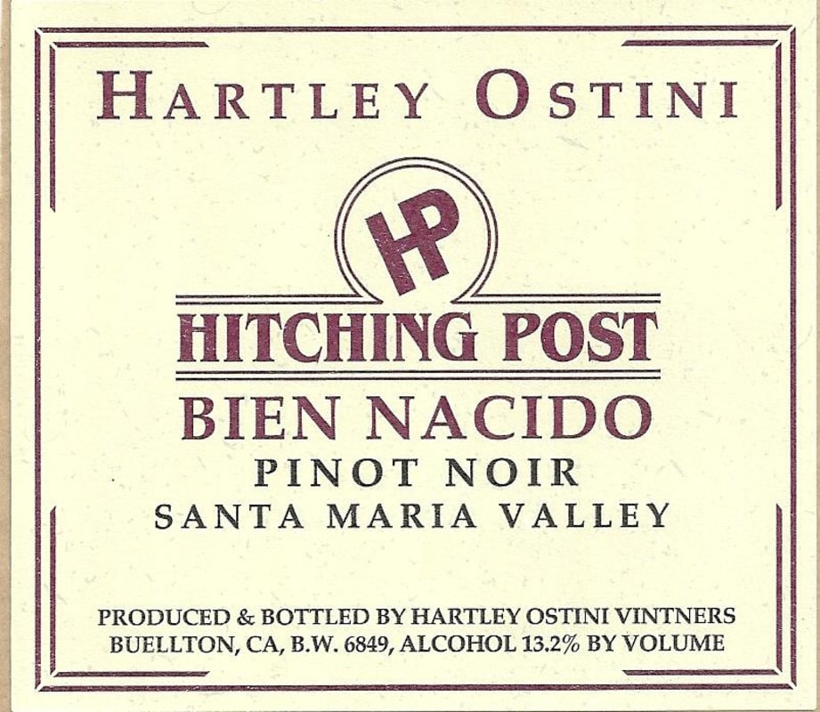Hitching Post Hartley Ostini Bien Nacido Pinot Noir 2012 Front Label