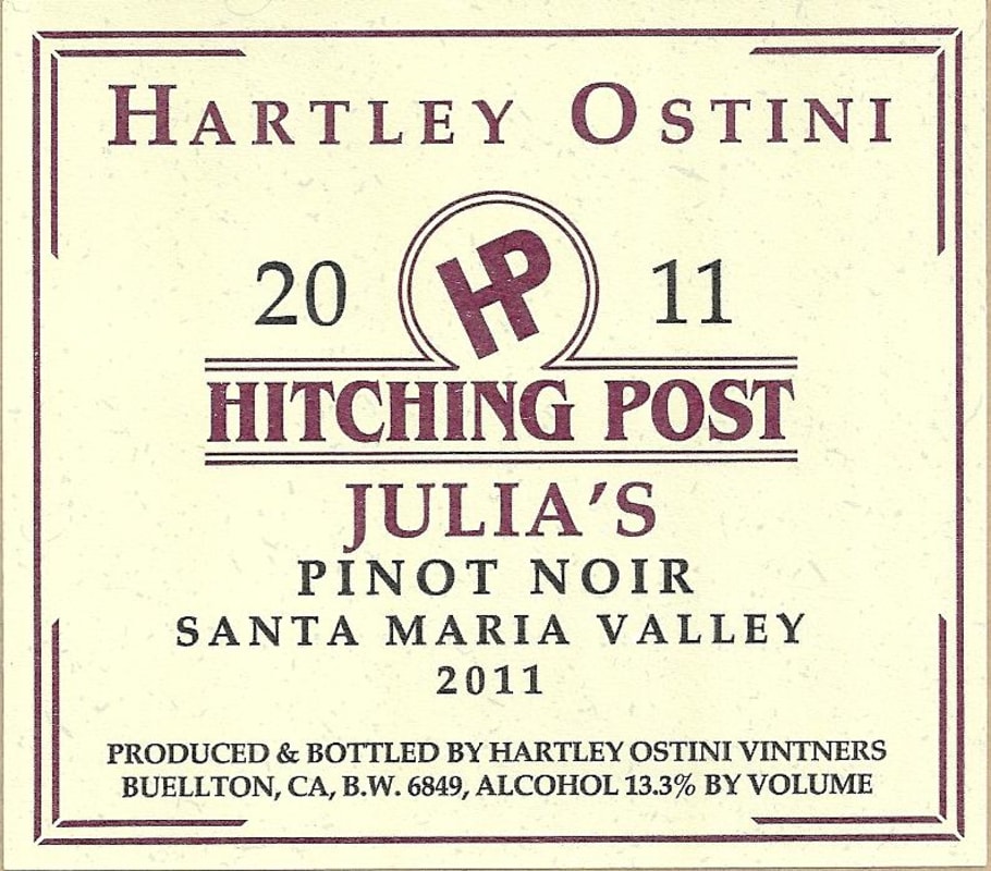 Hitching Post Hartley Ostini Julia's Pinot Noir 2011 Front Label
