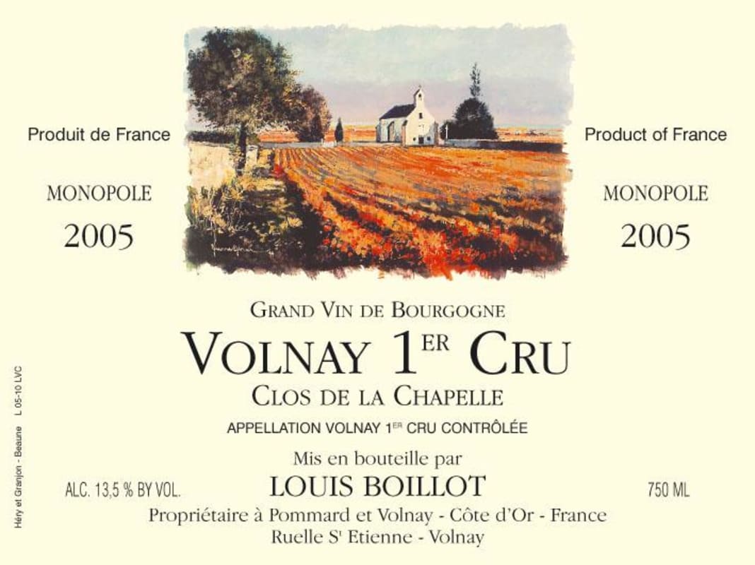Domaine Louis Boillot Volnay Clos de la Chapelle Premier Cru Monopole 2005 Front Label