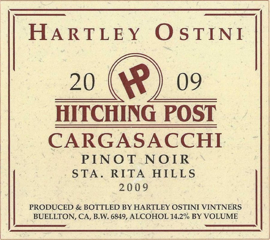 Hitching Post Hartley Ostini Cargasacchi Pinot Noir 2009 Front Label