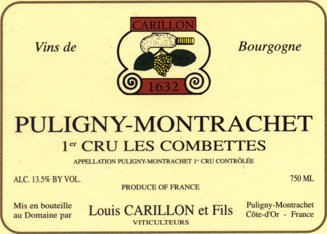 Dom. Louis Carillon Puligny-Montrachet Les Combettes Premier Cru 2004 Front Label
