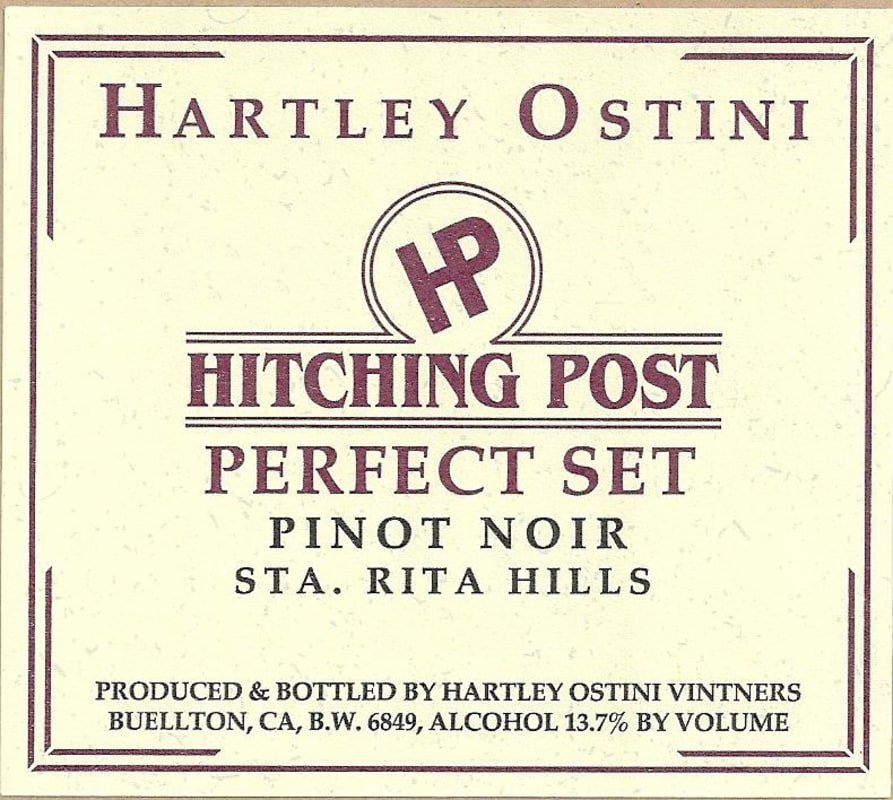 Hitching Post Perfect Set Pinot Noir 2012 Front Label