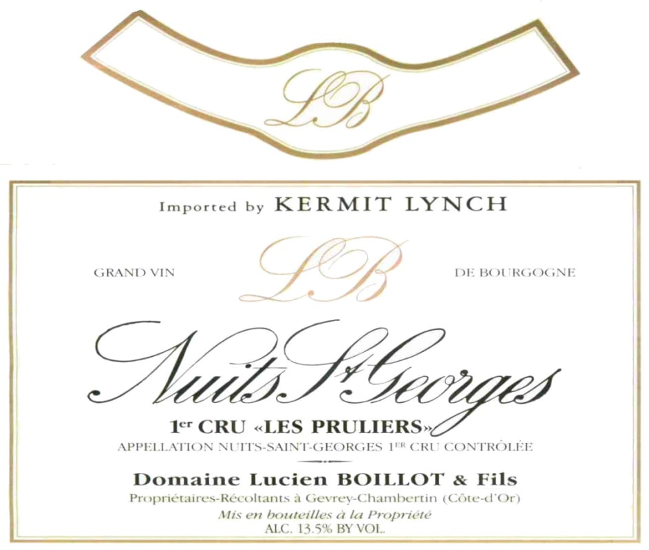 Domaine Lucien Boillot Nuits-Saint-Georges Les Pruliers Premier Cru 2012 Front Label