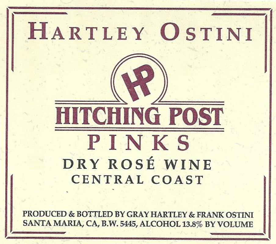 Hitching Post Hartley Ostini Pinks Dry Rose 2015 Front Label