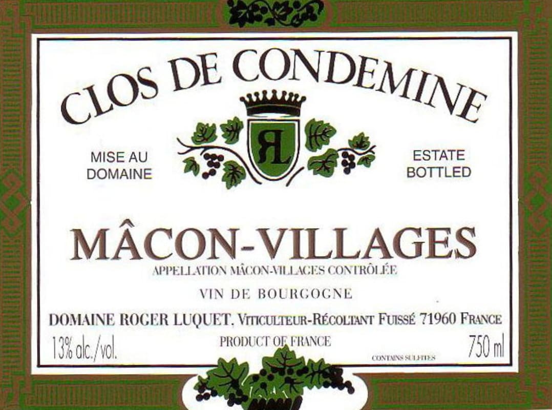 R. Luquet Macon-Villages Clos de Condemine 2009 Front Label