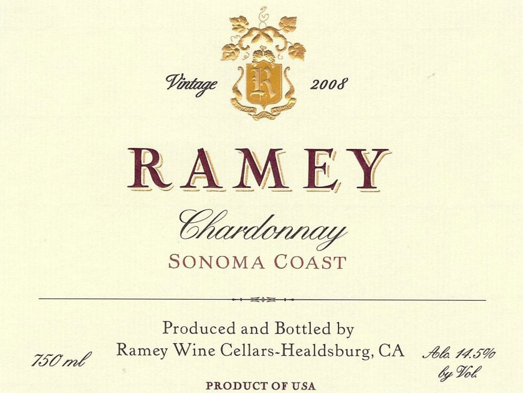 Ramey Sonoma Coast Chardonnay 2008 Front Label