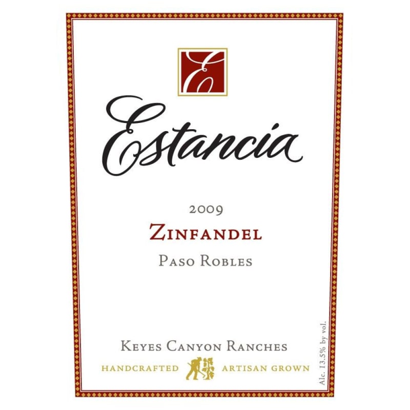 Estancia Paso Robles Zinfandel 2009 Front Label