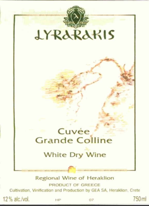 Lyrarakis Cuvee Grande Colline 2014 Front Label