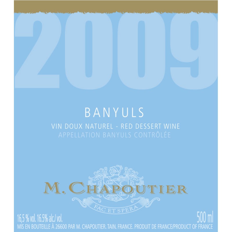 M. Chapoutier Banyuls (500ML) 2009 Front Label