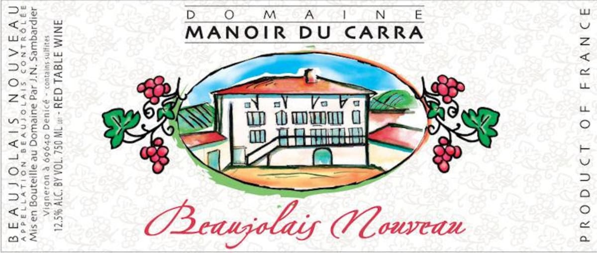 Manoir du Carra Beaujolais Nouveau 2015 Front Label