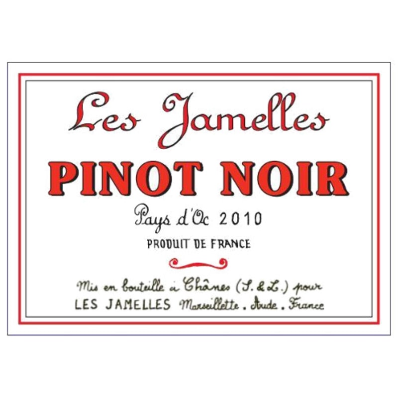 Les Jamelles Pinot Noir Vins de Pays D'Oc 2010 Front Label