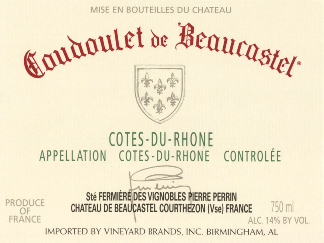 Chateau de Beaucastel Coudoulet Rouge 2009 Front Label