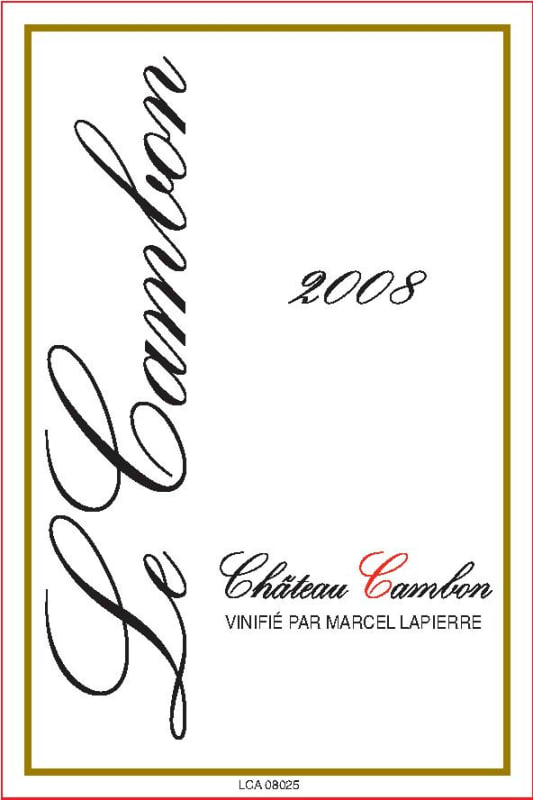 Domaine Lapierre Le Cambon 2008 Front Label