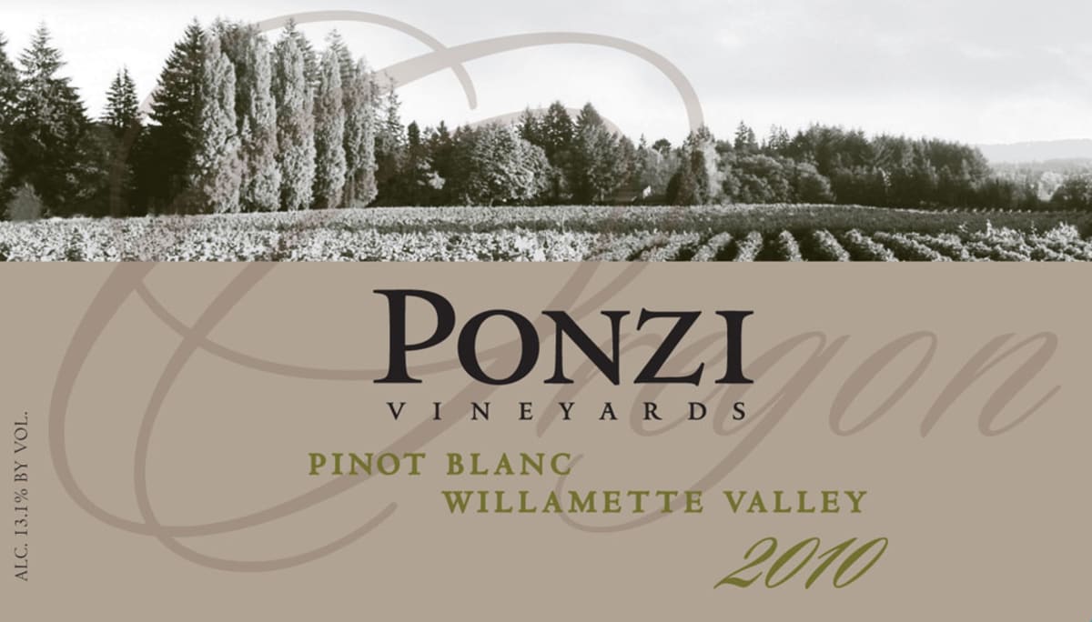 Ponzi Pinot Blanc 2010 Front Label