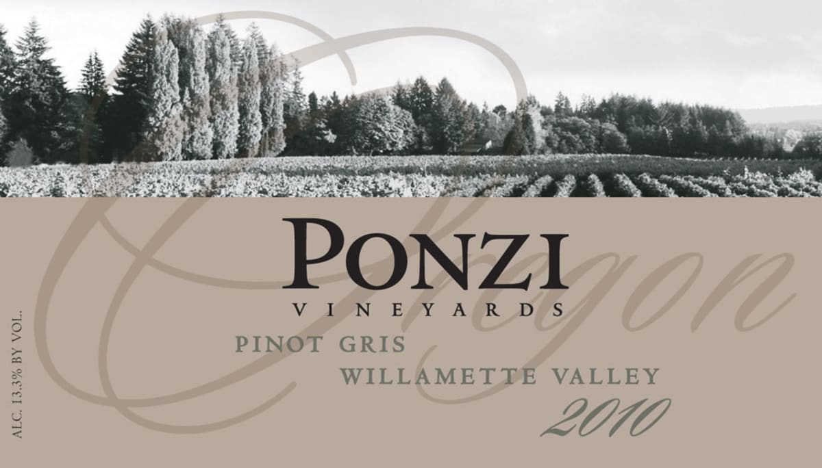 Ponzi Pinot Gris 2010 Front Label